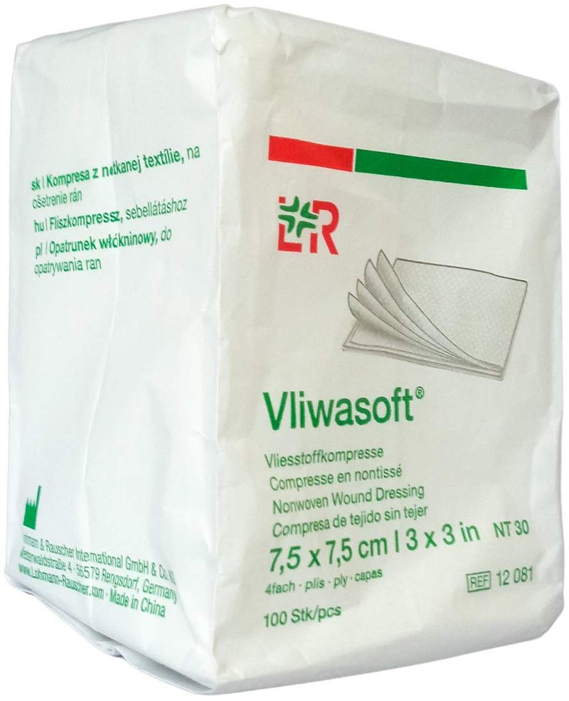 Vliwasoft Vlieskompressen Unsteril 7,5 X 7,5 cm 4lagig 100...