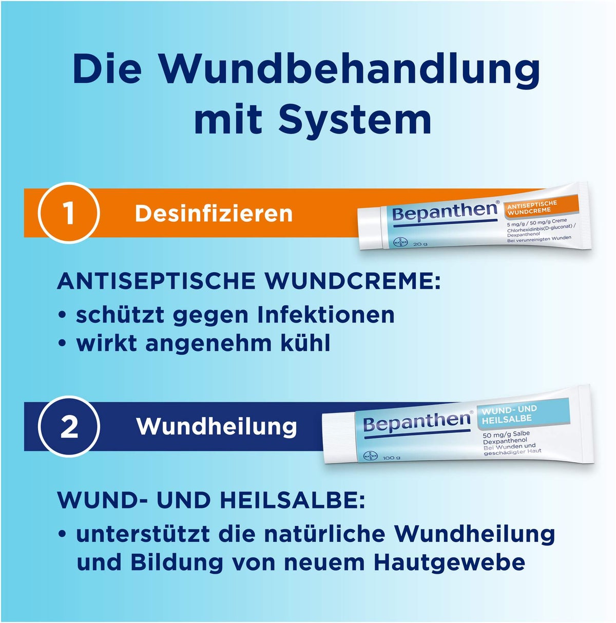 Bepanthen Wund und Heilsalbe 100 g + Antiseptische Wundcreme 20 g