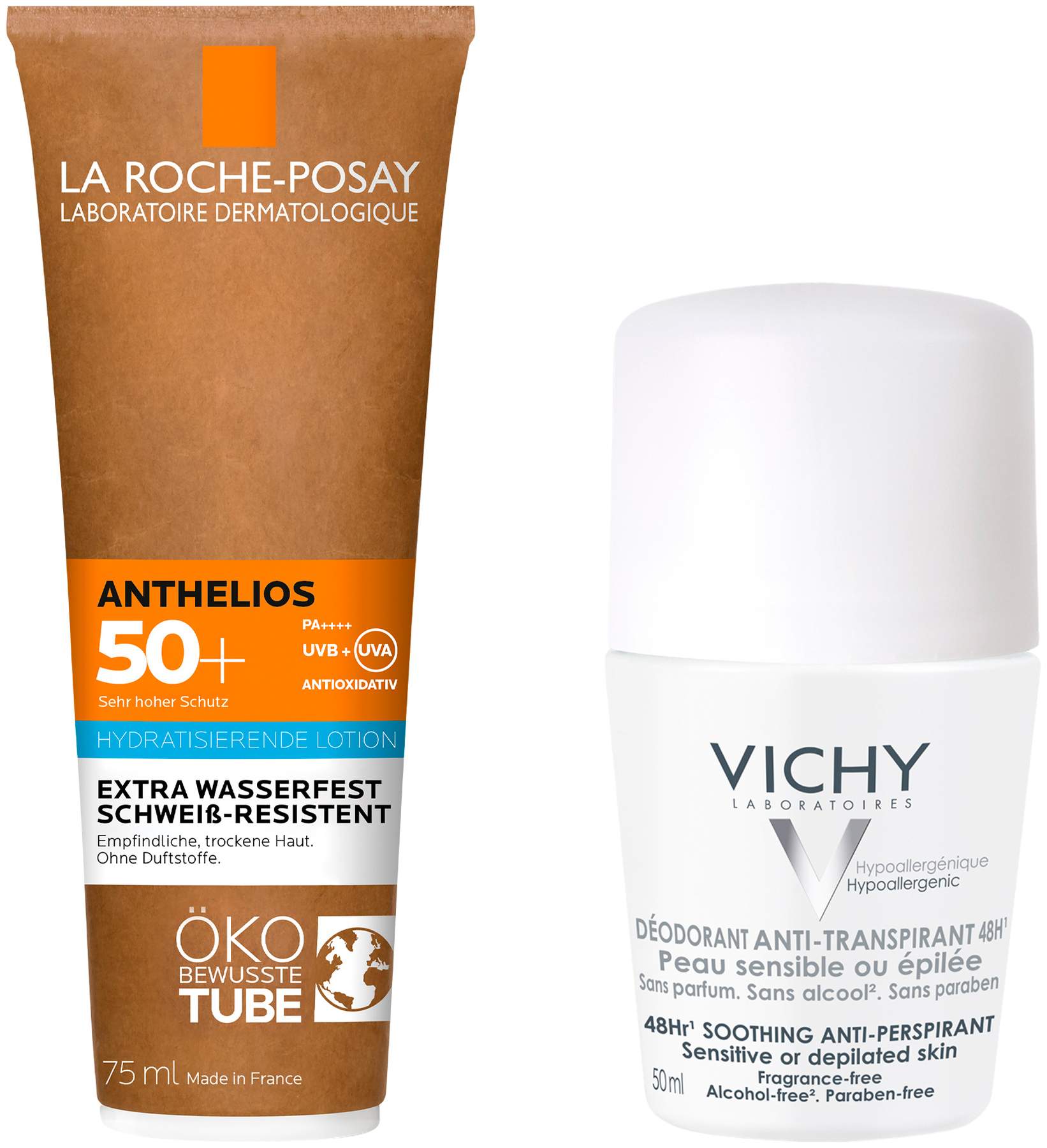 La Roche Posay Anthelios Milch LSF 50+ 75 ml + gratis Vichy Deo Roll-on Anti Flecken 48h 50 ml