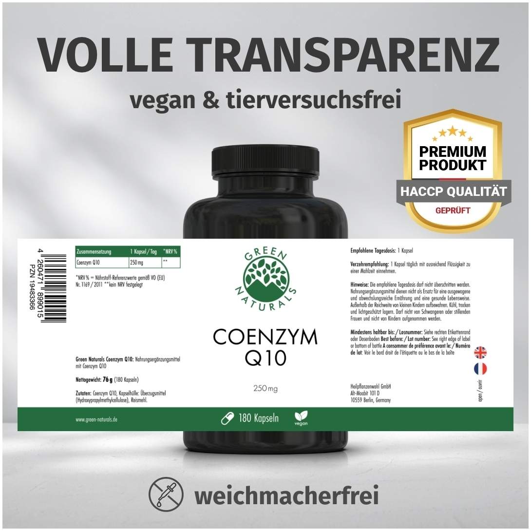 Green Naturals Coenzym Q10 250 mg Vegan Hochdos.