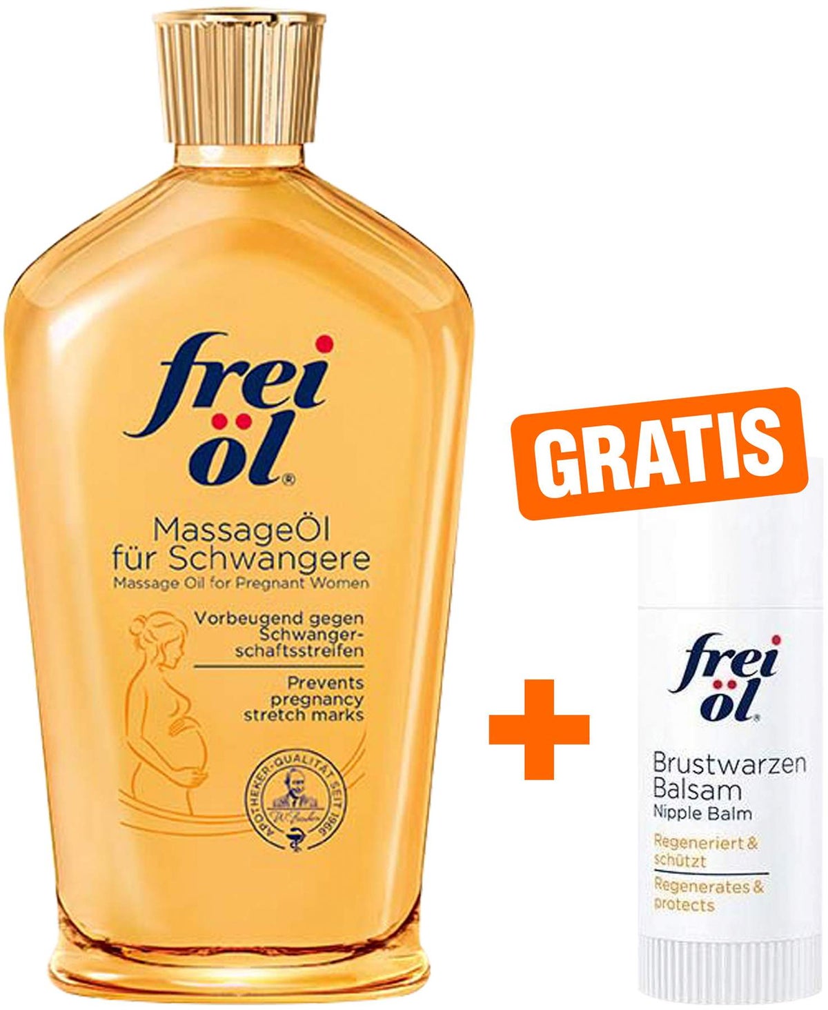 Frei Öl Massageöl für Schwangere 200 ml + gratis Frei Öl Brustwarzen Balsam 7,5 ml