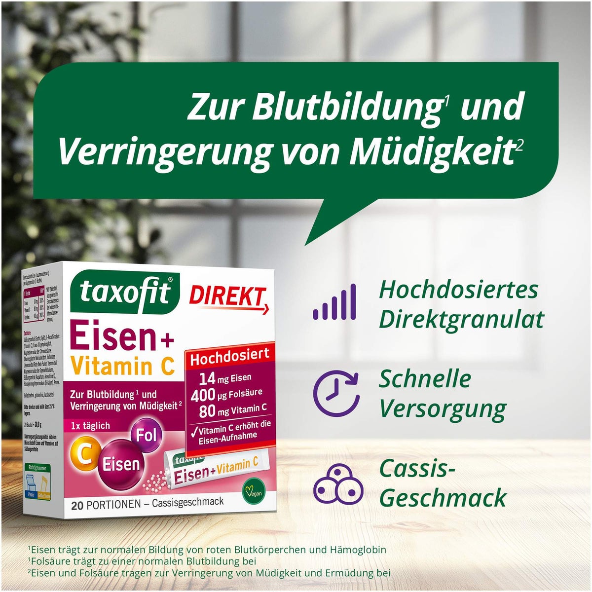 taxofit Eisen + Vitamin C Direkt Granulat 20 Sticks