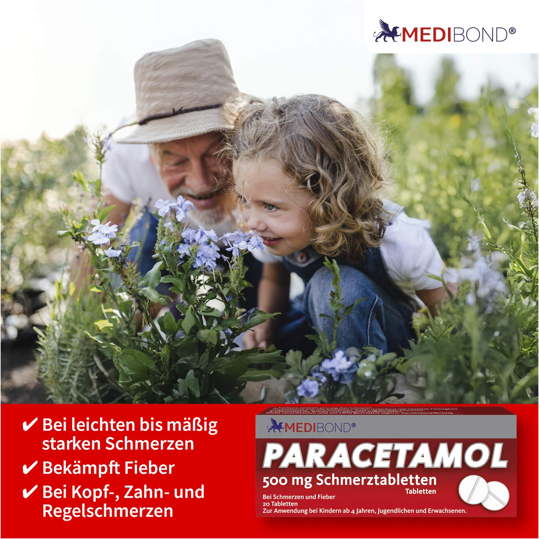 Paracetamol Medibond 500mg Schmerztabletten 20 Stück