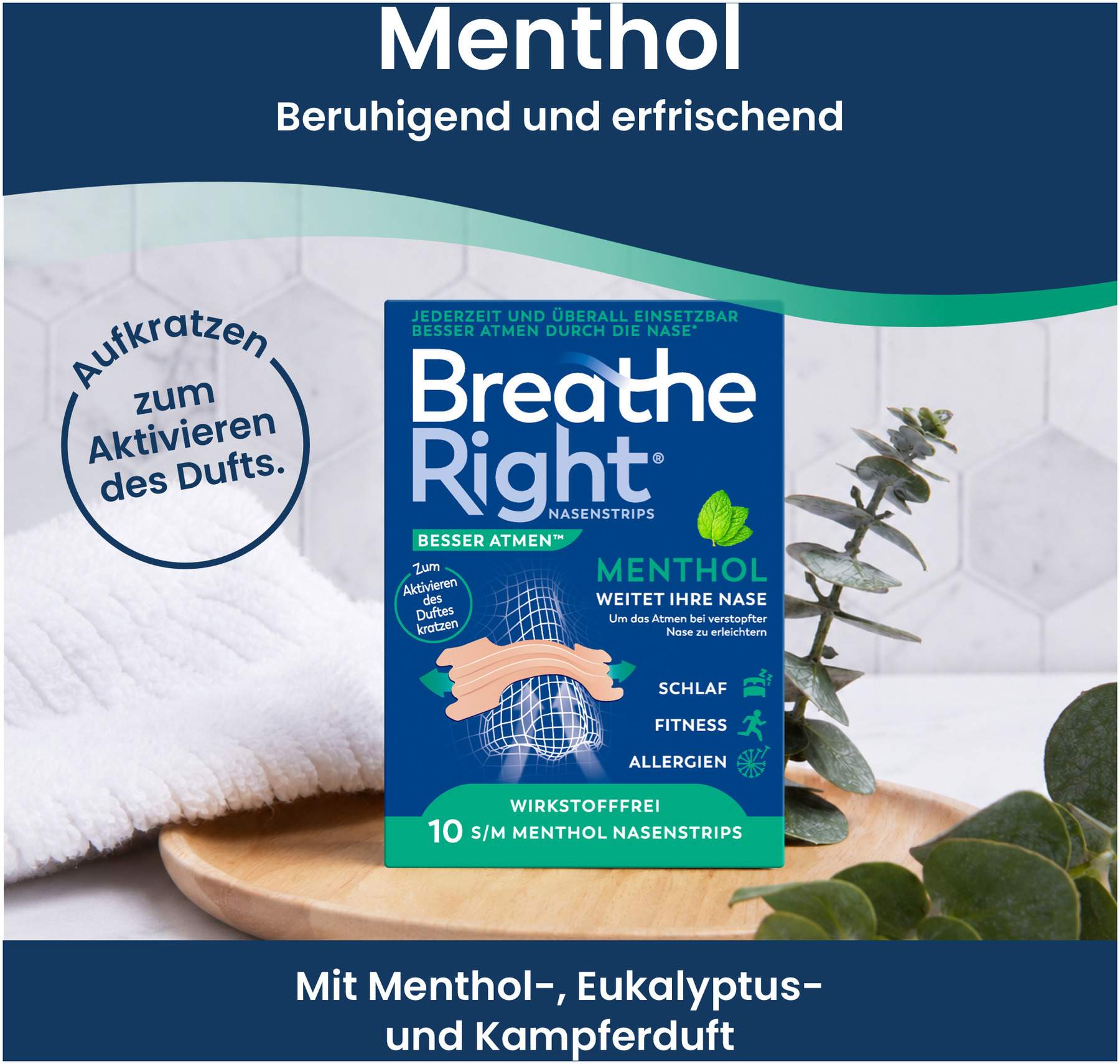 Breathe Right Besser Atmen Nasenpflaster Menthol 10 Stück