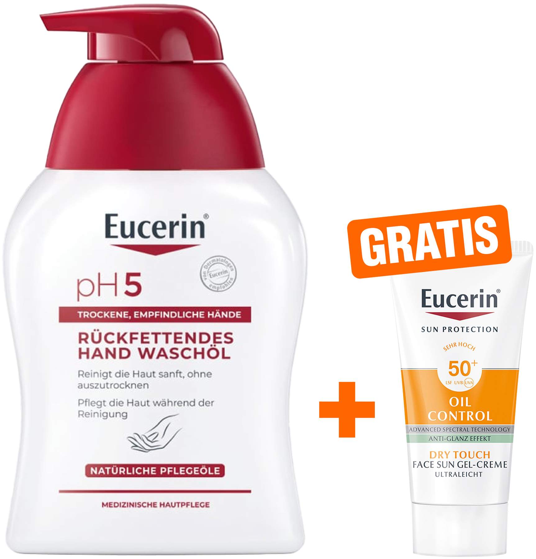 Eucerin pH5 Hand Wasch Öl 250ml + gratis Eucerin Sun Gel-Creme Control 20 ml