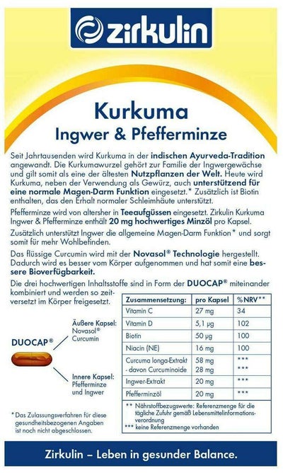 Zirkulin Kurkuma Ingwer & Pfefferminze 15 Kapseln