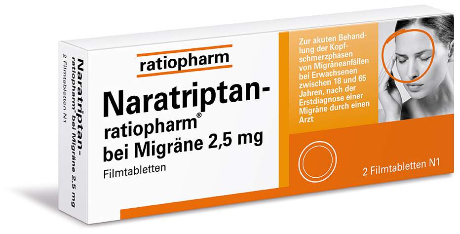 Naratriptan-ratiopharm bei Migräne 2,5 mg 2 Filmtabletten