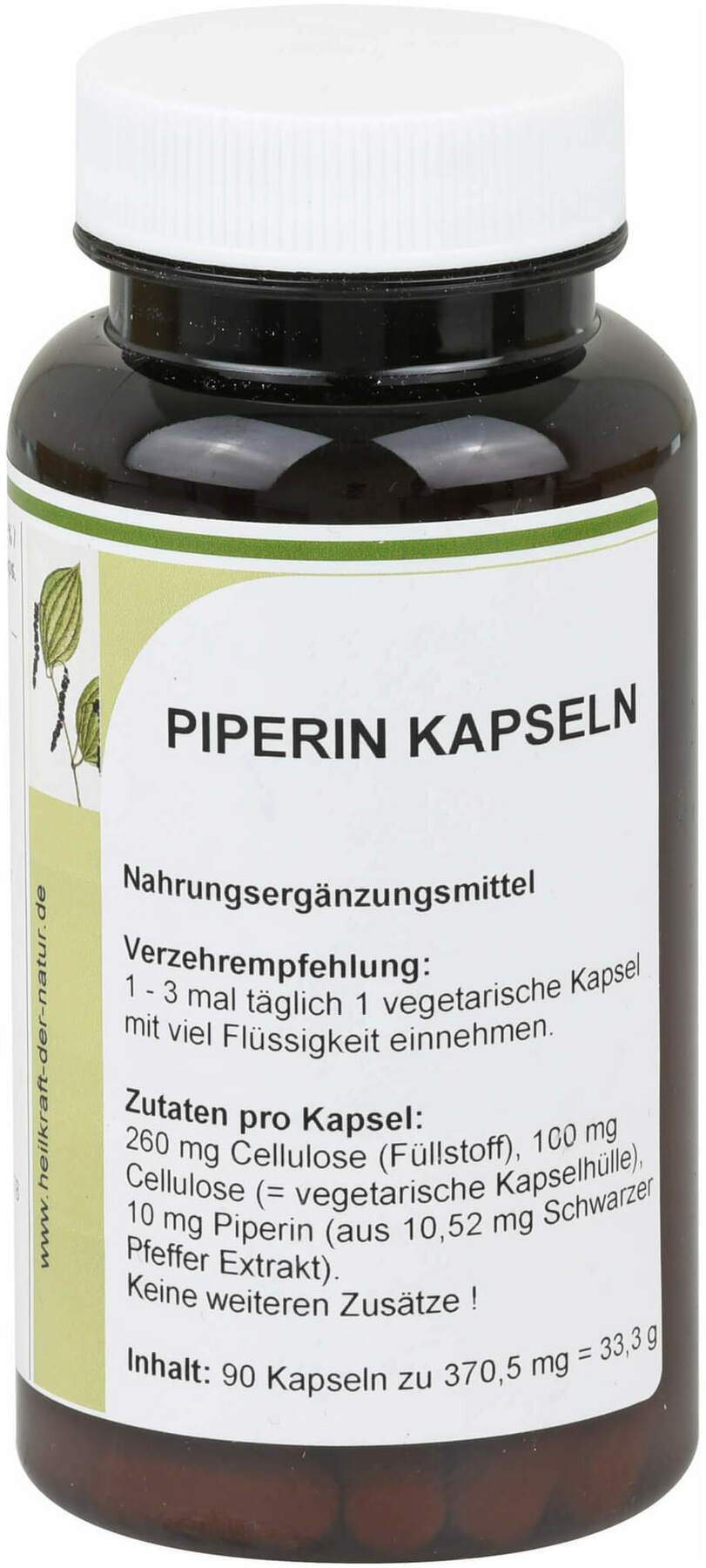 Piperin Schwarz Pfeffer Extrakt Kapseln 90 Stück