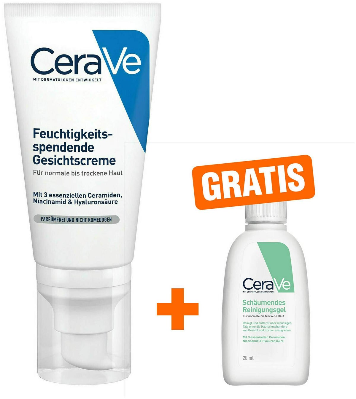 CeraVe Feuchtigkeitsspendende Gesichtscreme 52 ml + gratis Schäumendes Reinigungsgel 20 ml