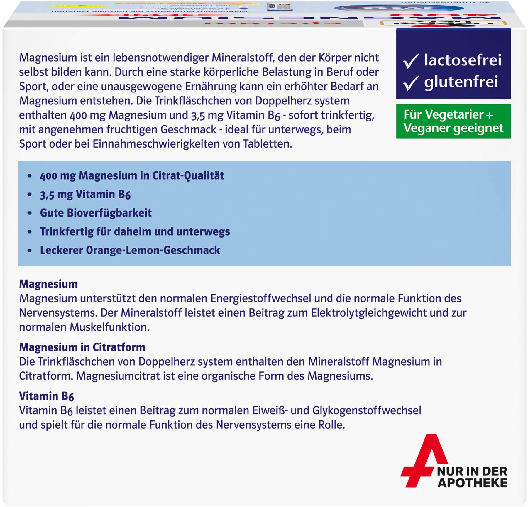 Doppelherz system Magnesium 400 Liquid 30 Trinkampullen