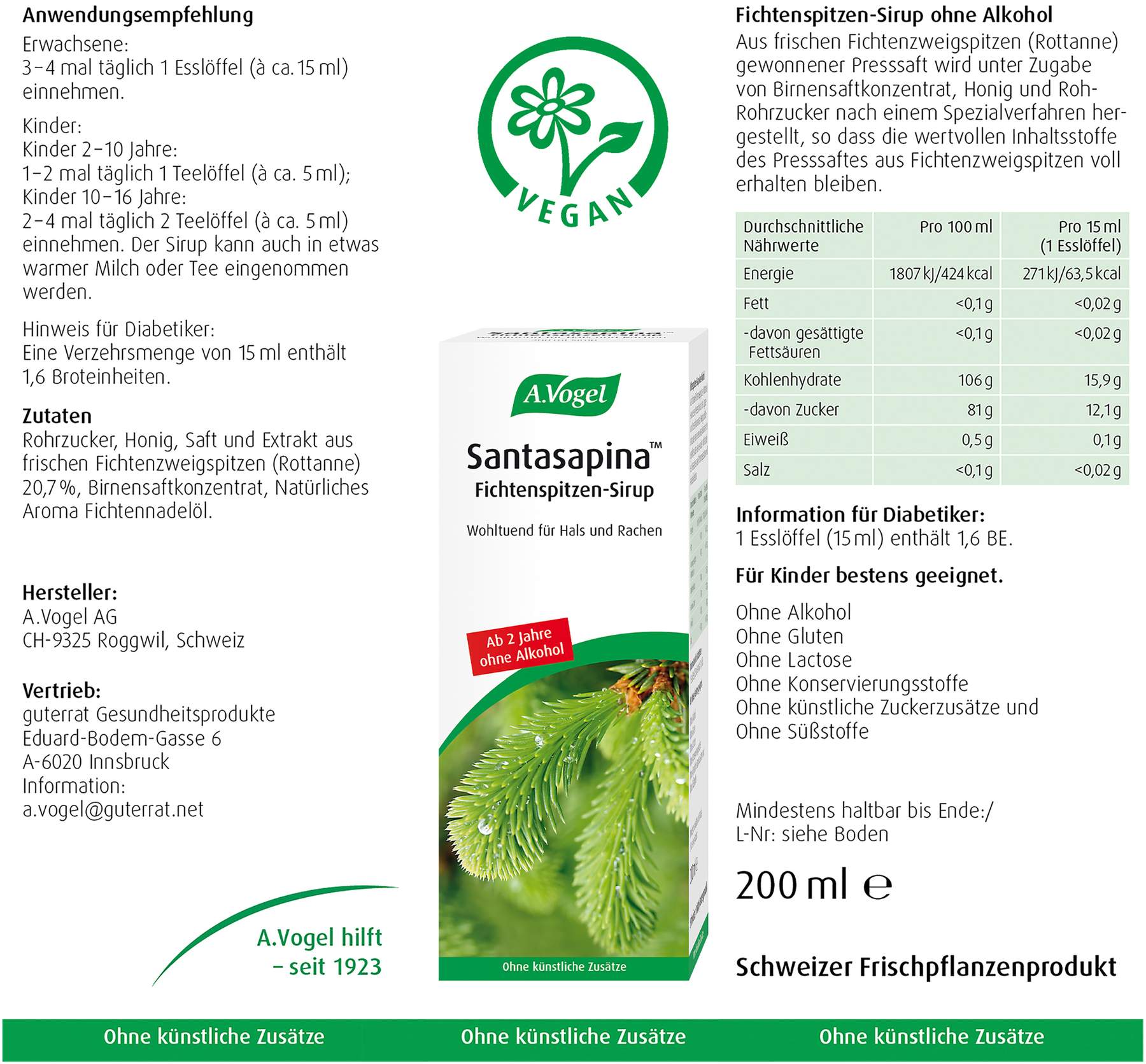 A.Vogel Santasapina ohne Alkohol Rottannen-Sirup 200 ml