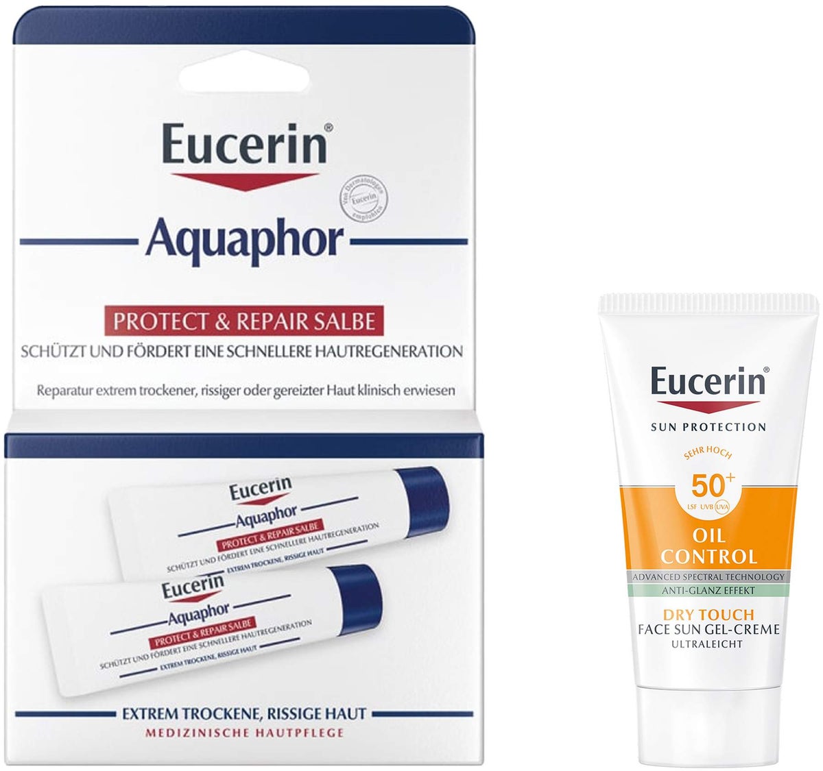 Eucerin Aquaphor Protect & Repair 2 x 10 ml Salbe + gratis Eucerin Sun Gel-Creme Oil Control 20 ml