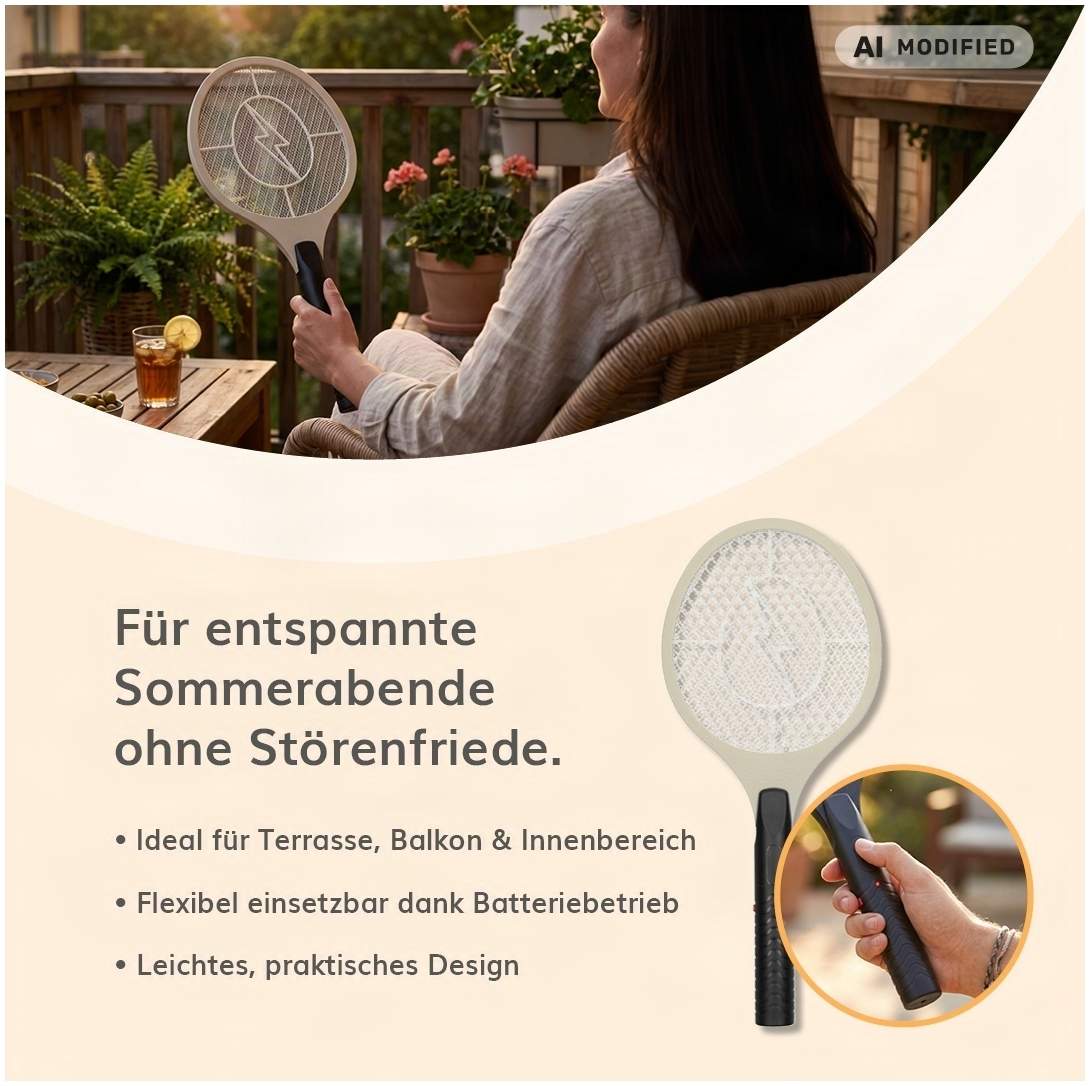 Deluxa Garden Elektrische Fliegenklatsche, Beige