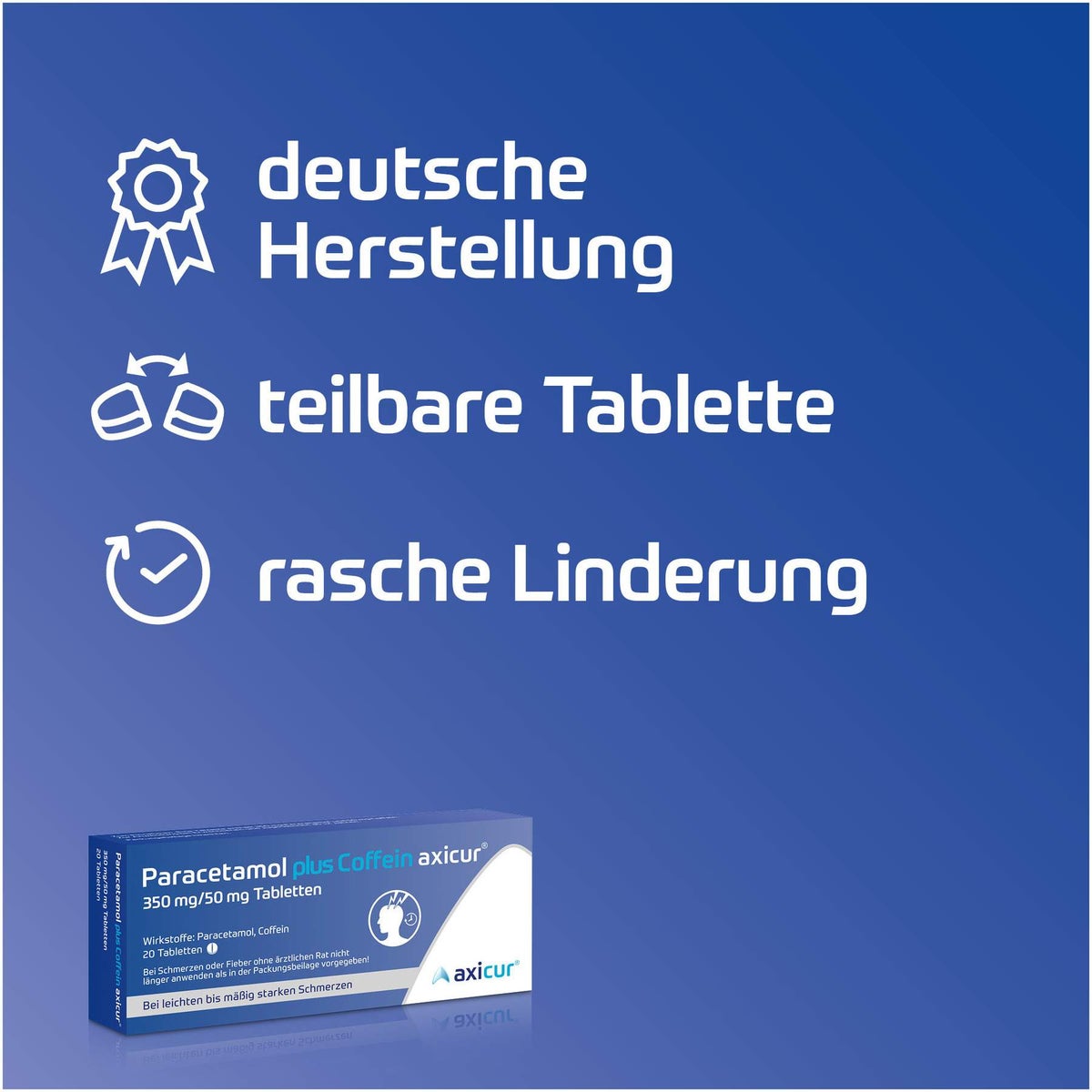 Paracetamol plus Coffein axicur 350 mg - 50 mg 20 Tabletten