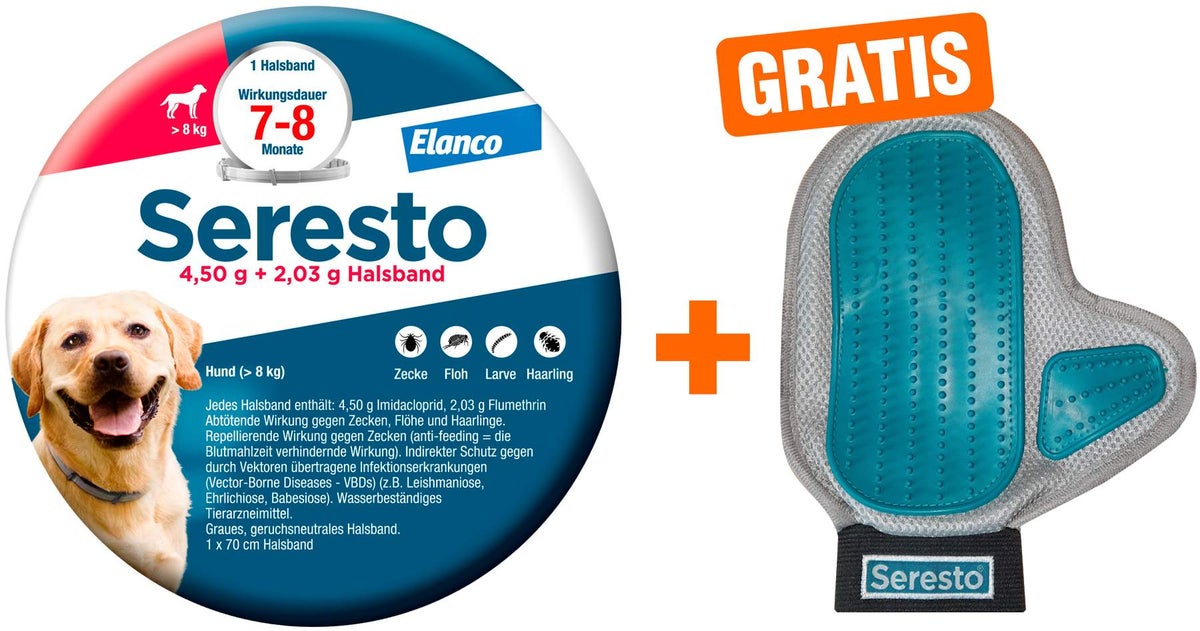 Seresto Halsband für große Hunde 2 x 1 Stück + gratis Pflegehandschuh 1 Stück