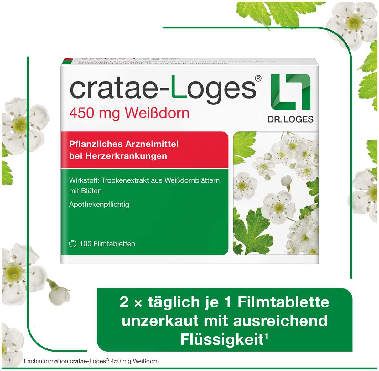 Cratae-Loges 450 mg Weißdorn 100 Filmtabletten