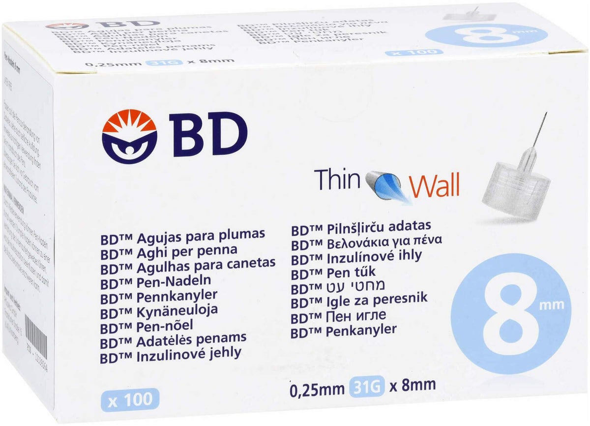 Bd Thin Wall Pen-Nadeln 0,25 31 Gx8 mm