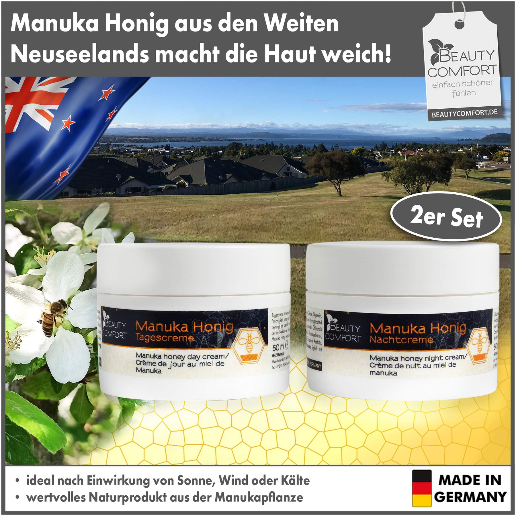 Beauty Comfort Manuka Honig Tages- und Nachtcreme je 50 ml