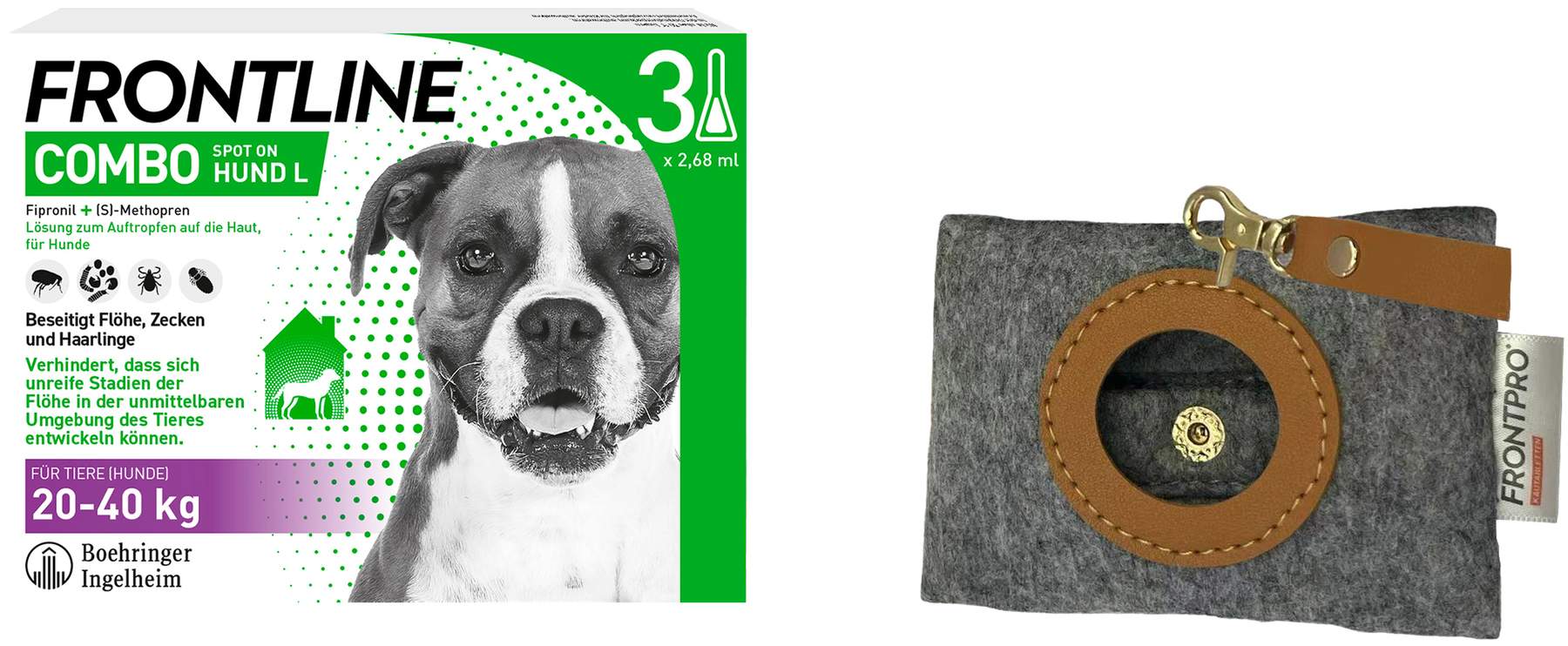 Frontline Combo Spot on Hund L 20-40 kg 3 Pipetten + gratis Frontline Hundekotbeutelspender