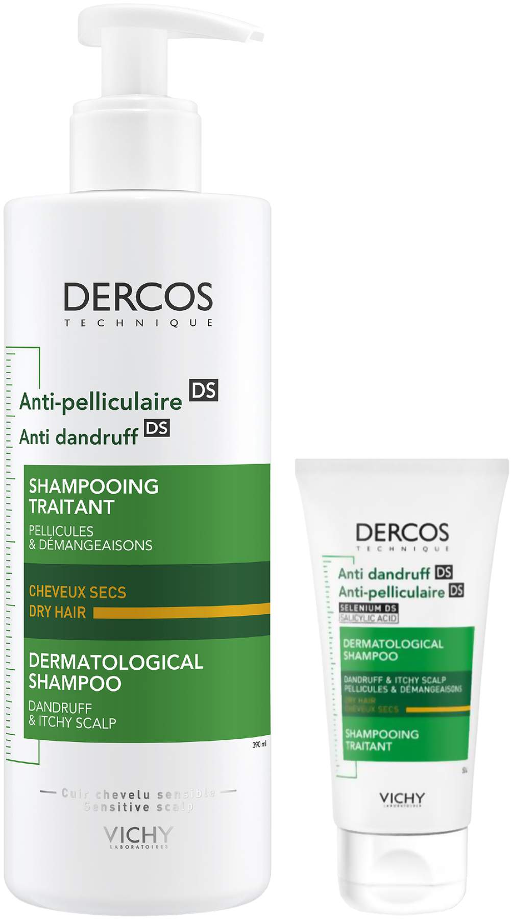 Vichy Dercos Anti Schuppen Shampoo trockene Kopfhaut 390 ml + gratis 50 ml