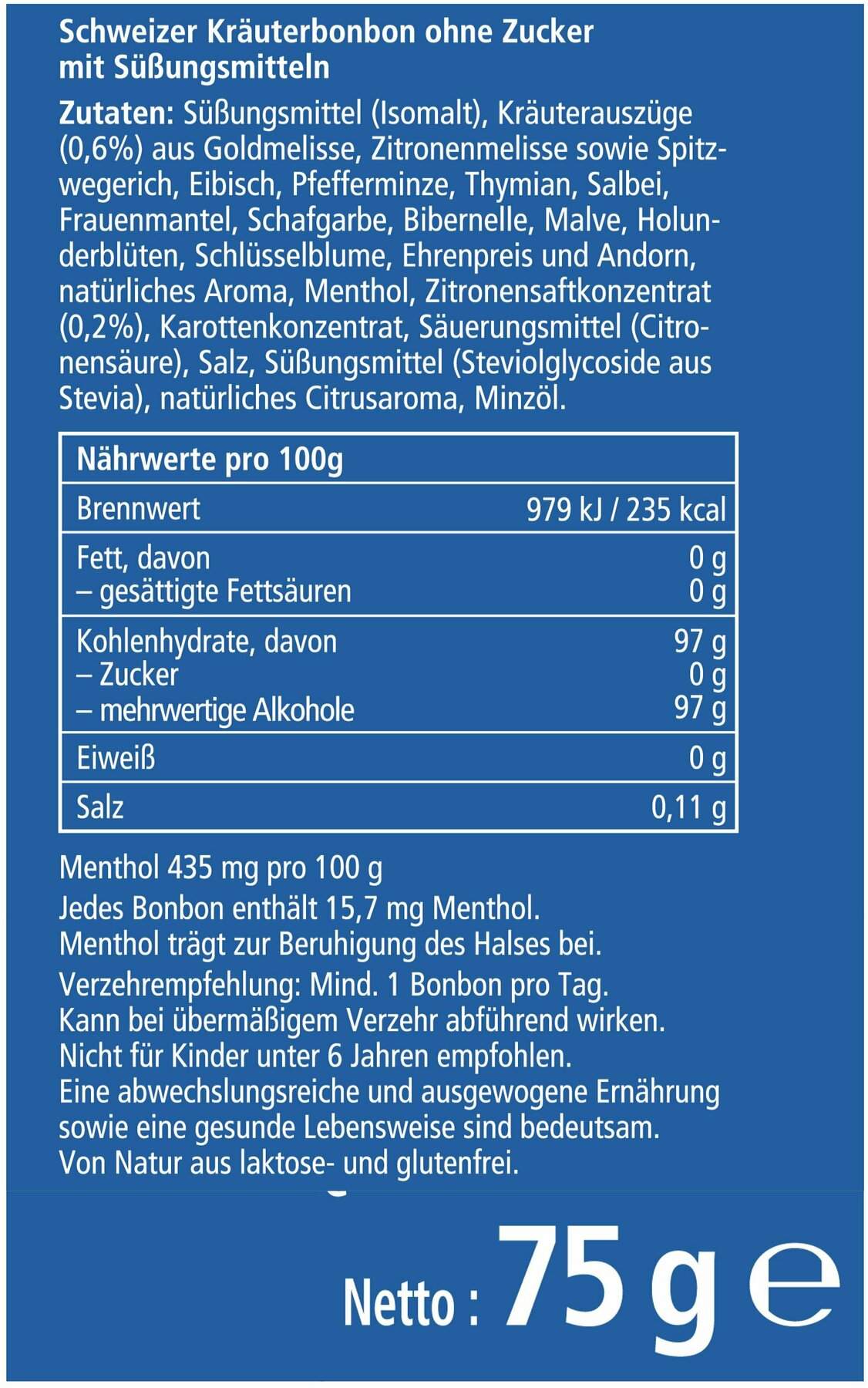 Ricola Menthol-Zitrone Extra Stark - Schweizer Hustenbonobon...