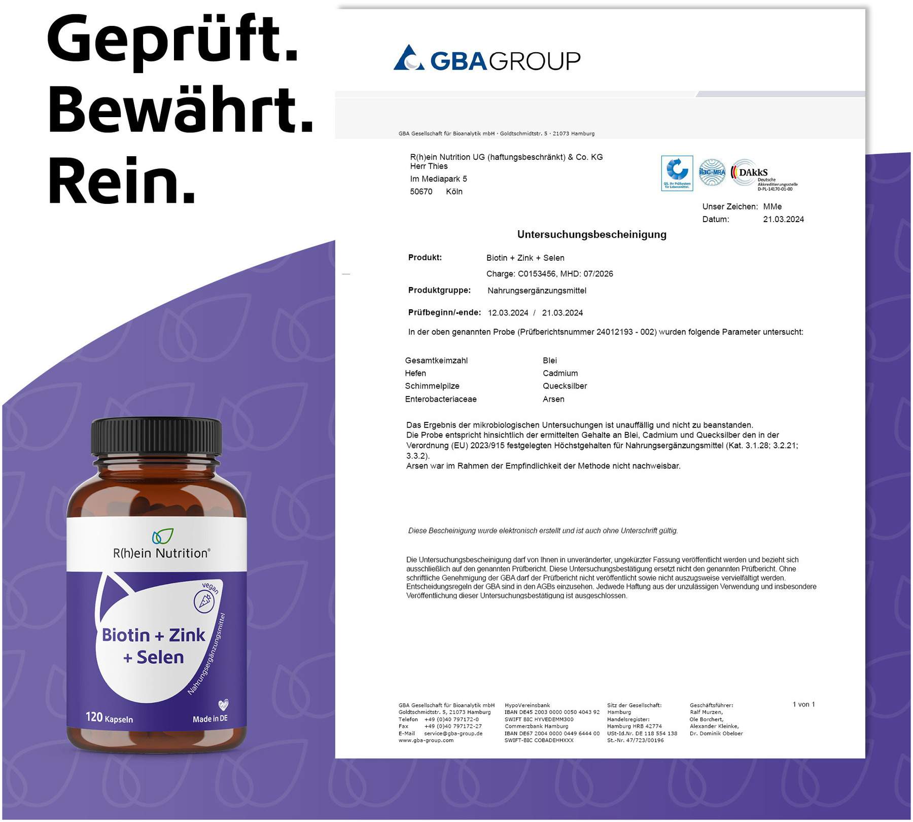 Biotin + Zink + Selen 120 Kapseln