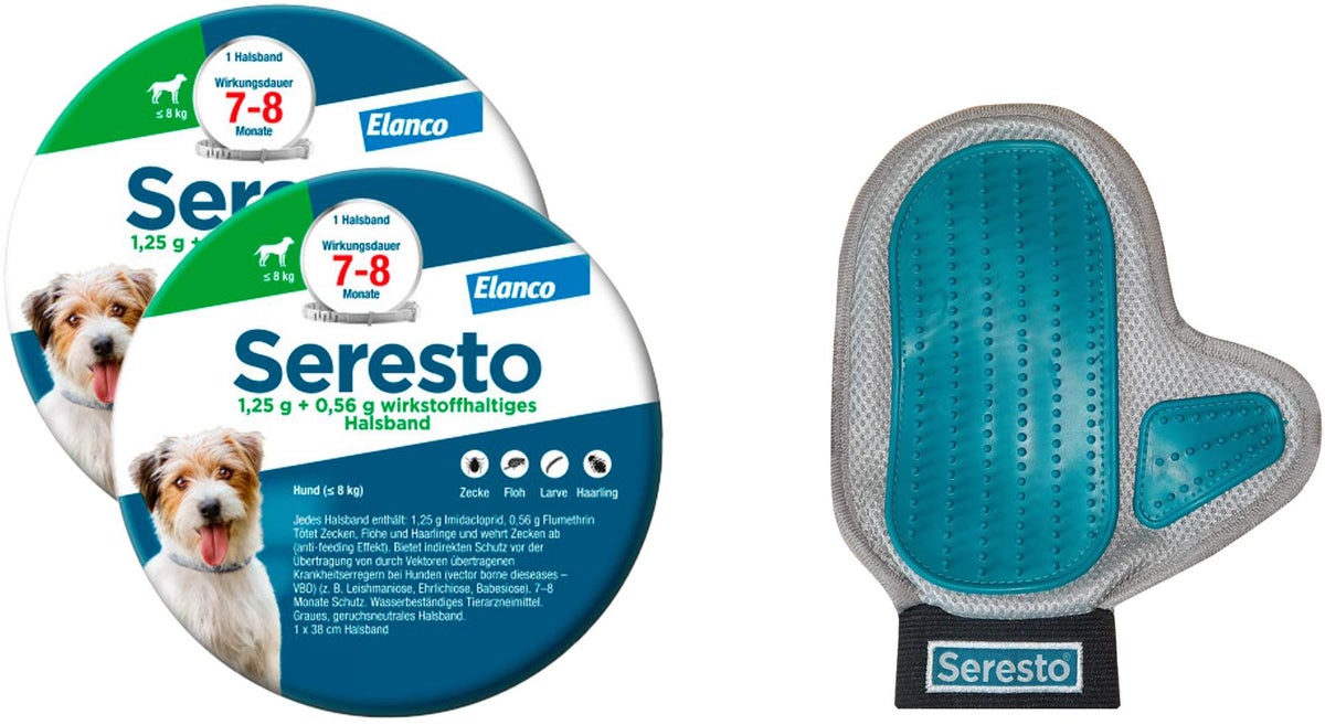 Seresto Halsband für kleine Hunde 2 x 1 Stück + gratis Pflegehandschuh 1 Stück