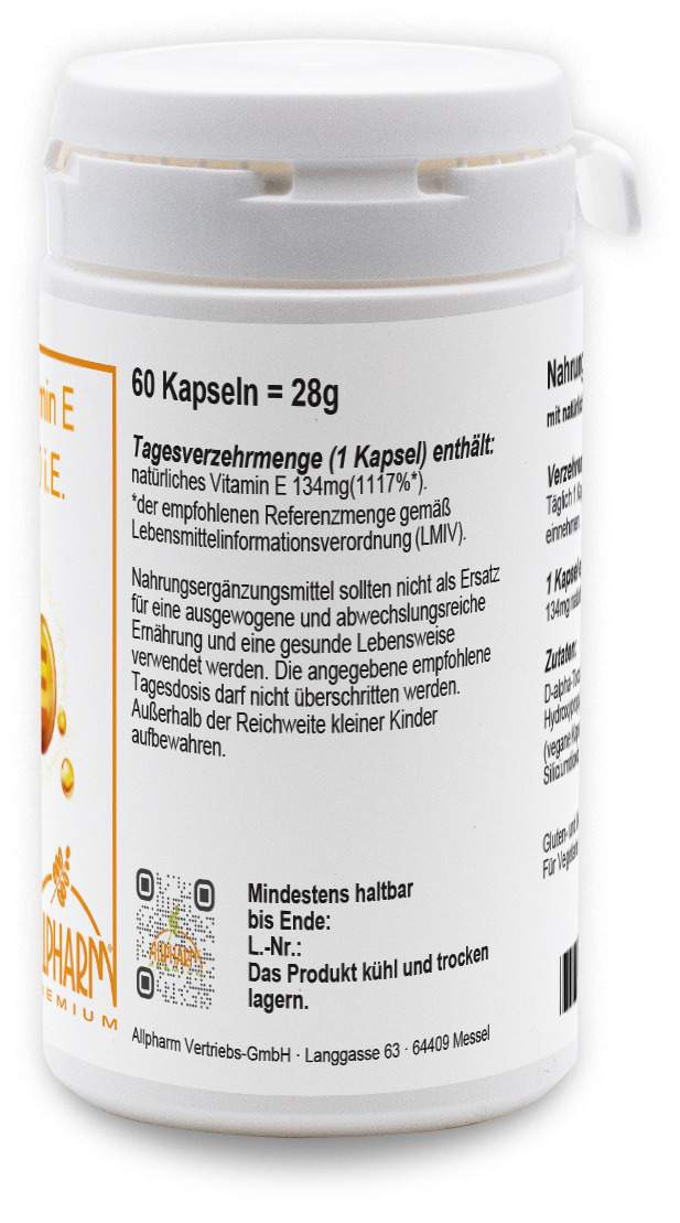 Vitamin E Allpharm Premium 200 I.E 60 Kapseln