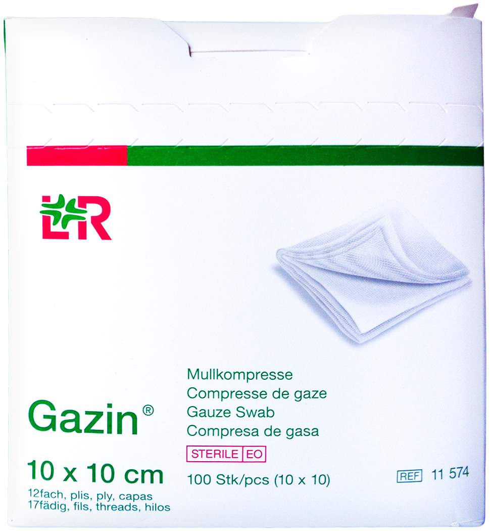 Gazin Mullkomp.10x10 cm Steril 12fach