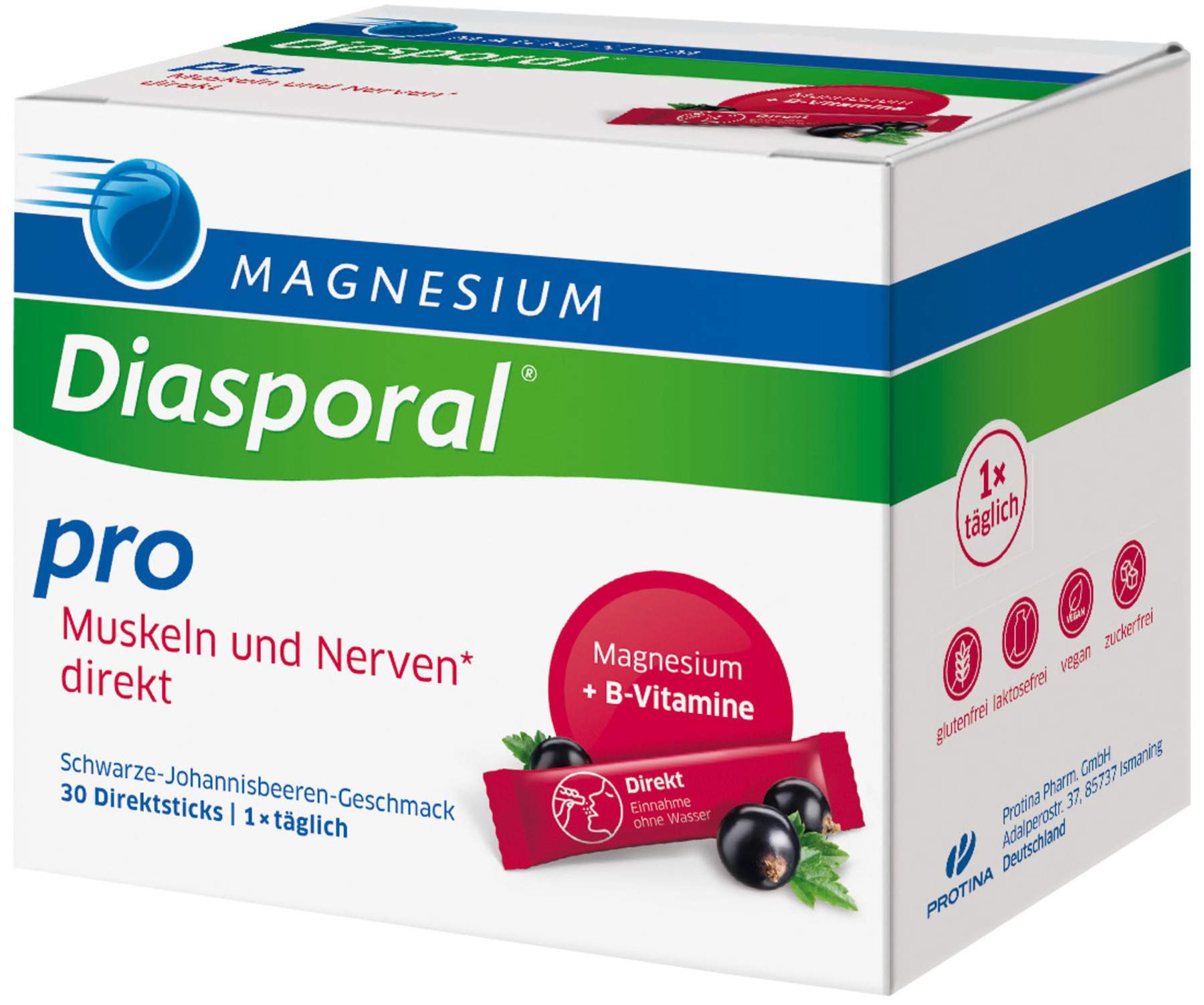 Magnesium Diasporal Pro Muskeln und Nerven direkt Direktgranulat 30 Sticks