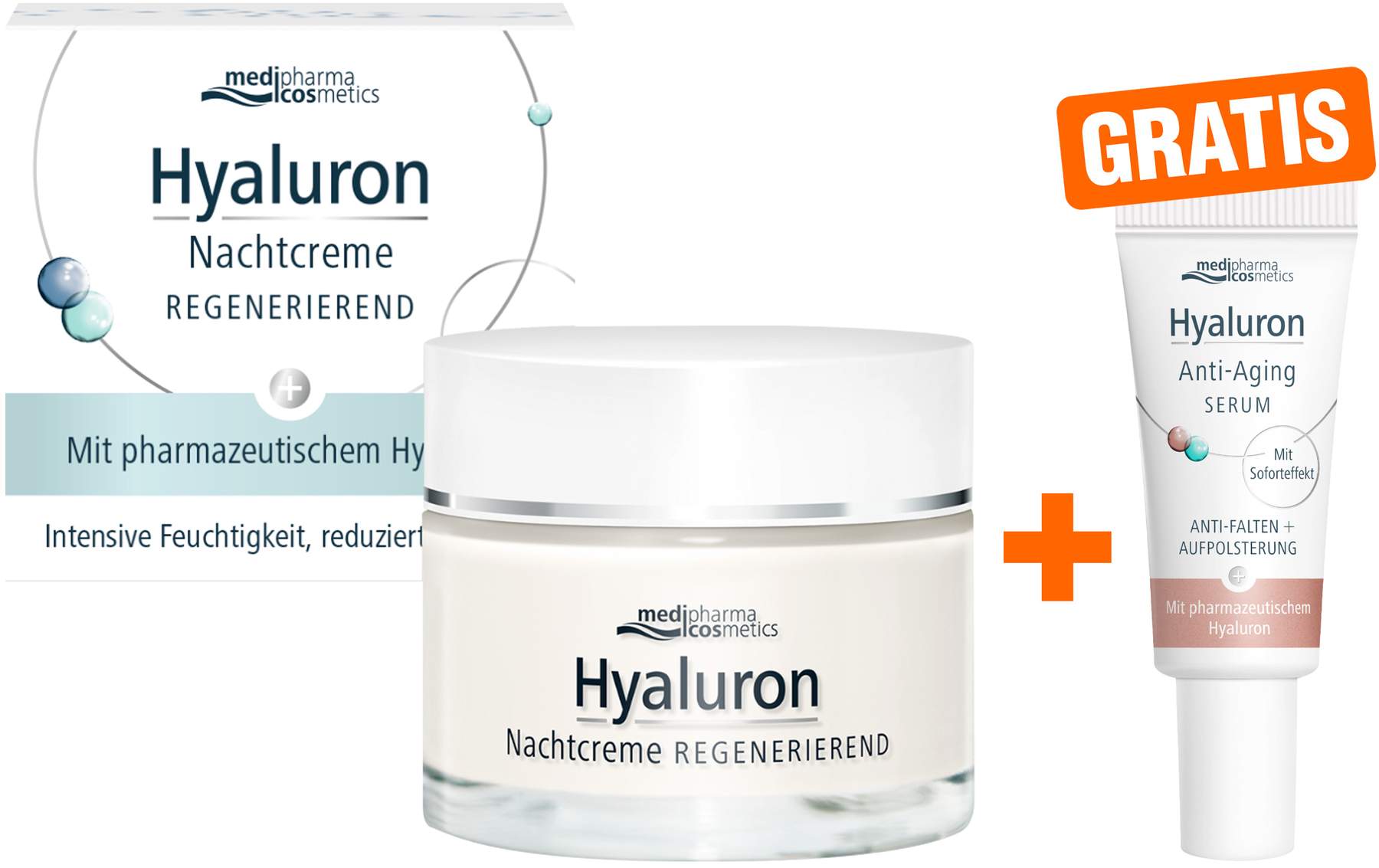 medipharma cosmetics Hyaluron Nachtcreme regenerierend 50 ml + gratis Hyaluron Anti - Aging Serum 5 ml