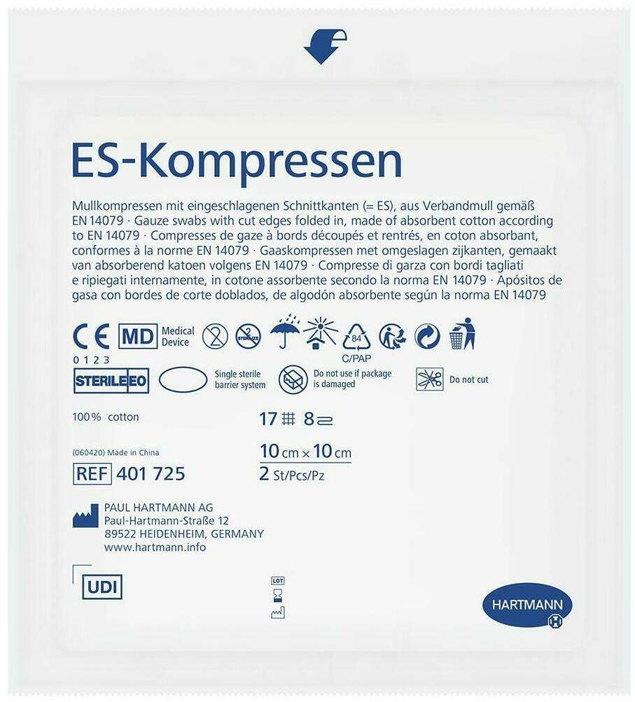 ES-Kompressen steril 10 x 10 cm 8 fach  25 x 2 Stück