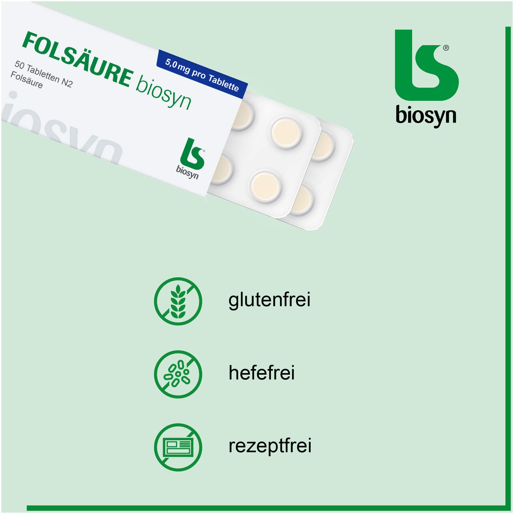 Folsäure Biosyn Tabletten 50 Stück