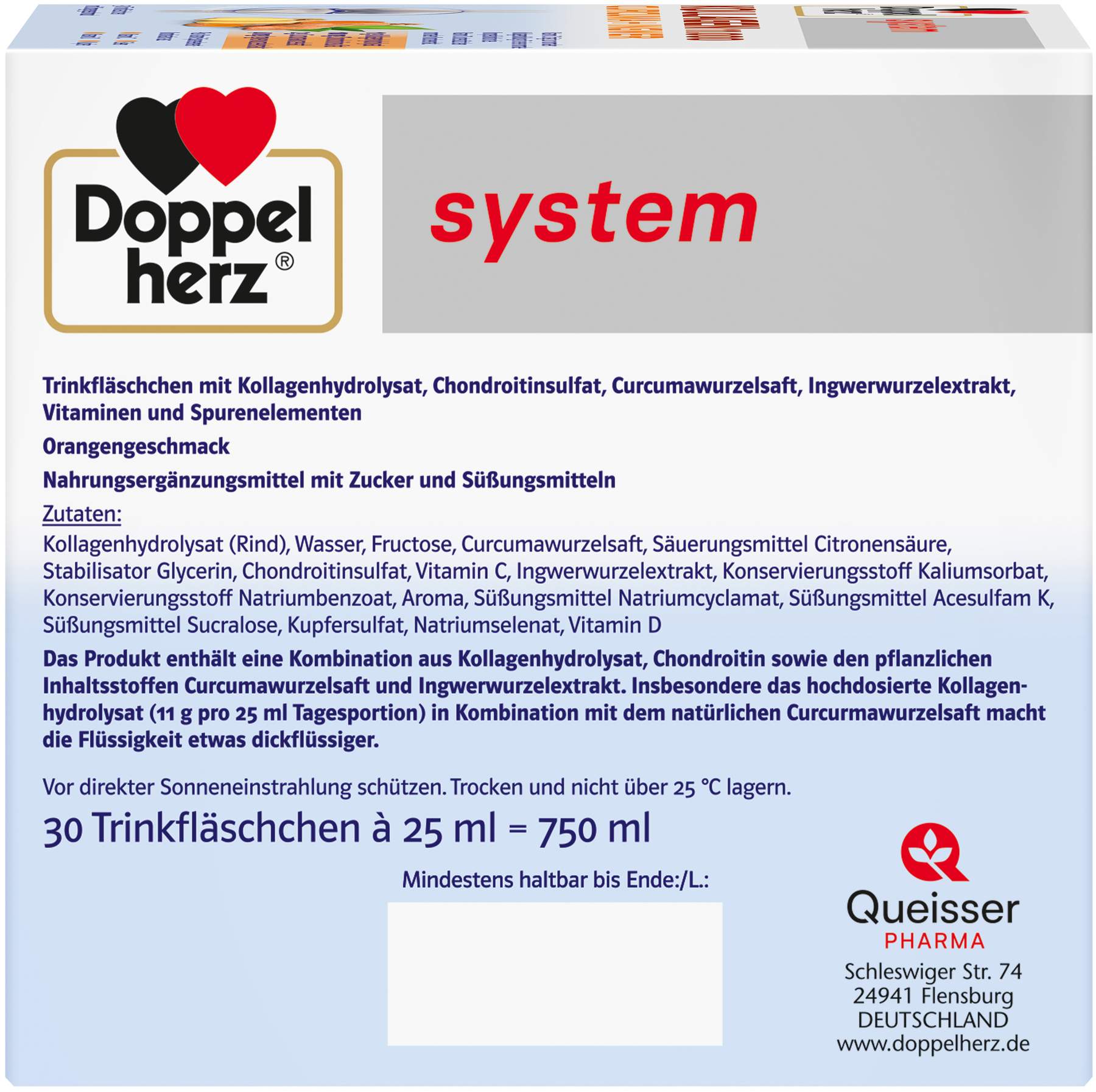 Doppelherz system Kollagen 11.000 Curcuma + Ingwer 30 x 25 ml Trinkampullen