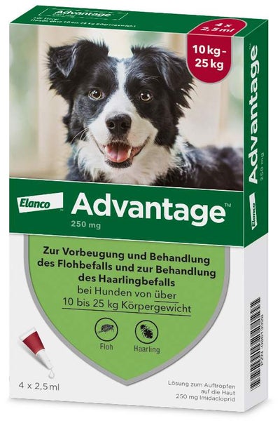 Advantage 250 Lösung für Hunde 10 - 25 kg 4 Einzeldosispipetten