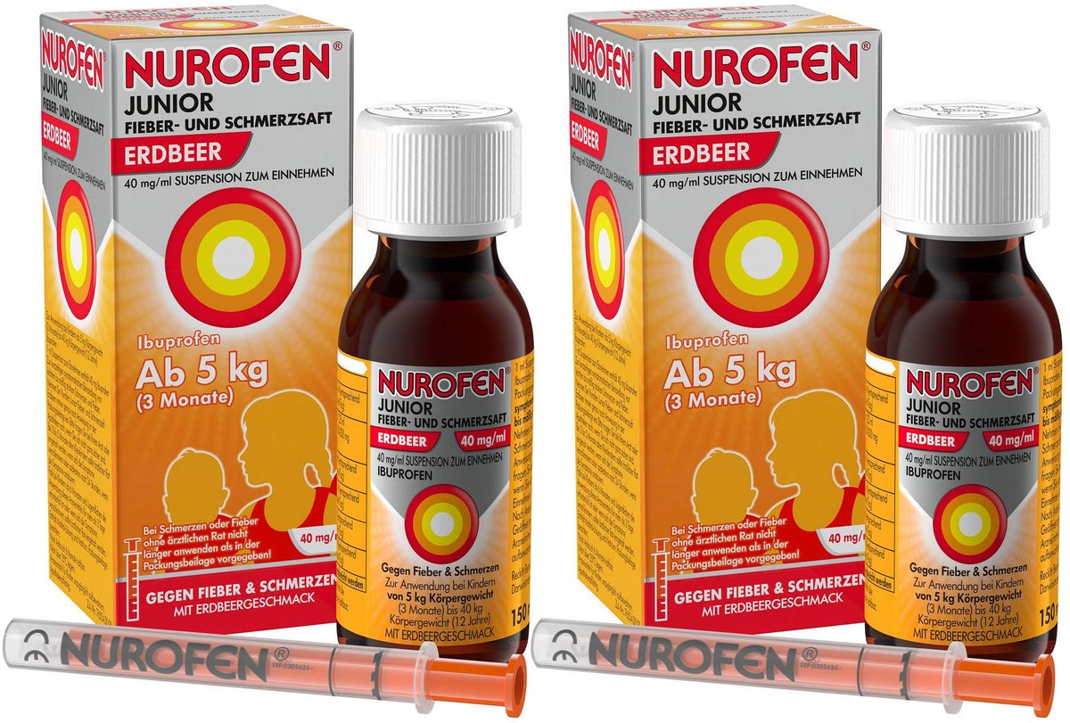 Nurofen Junior Fieber- & Schmerzsaft 40 mg pro 1 ml Erdbeere 2 x 150 ml