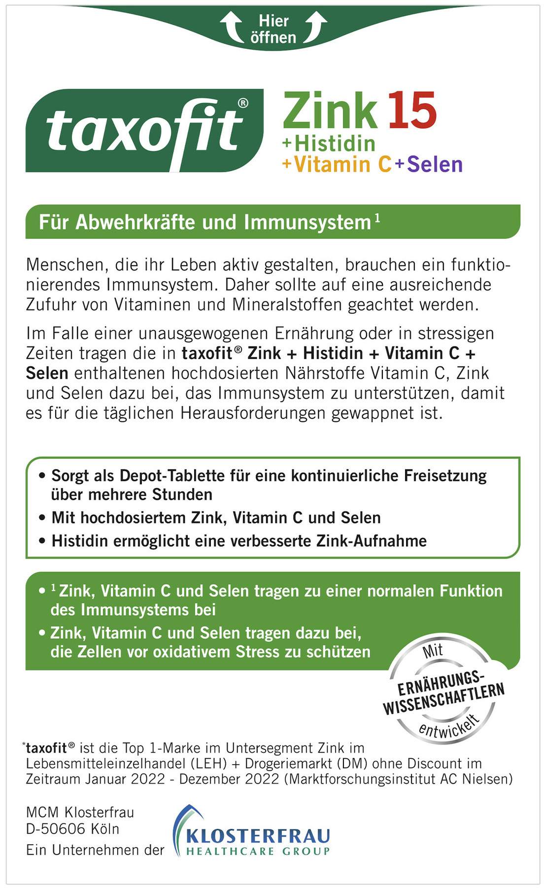 Taxofit Zink + Histidin + Selen Depot 40 Tabletten