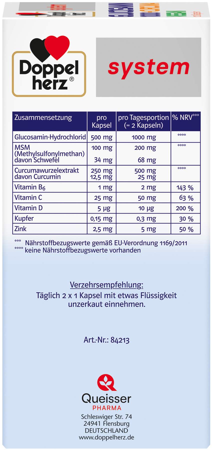 Doppelherz System Glucosamin 1000 + Curcuma Vegan 120 Kapseln