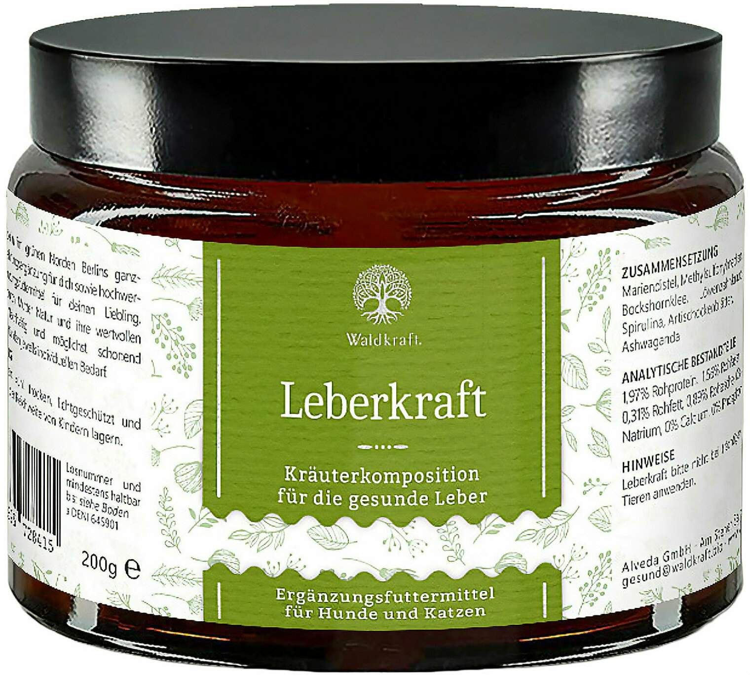 Leberkraft Kräuterkomposition 200 g Pulver für Hunde und Katzen