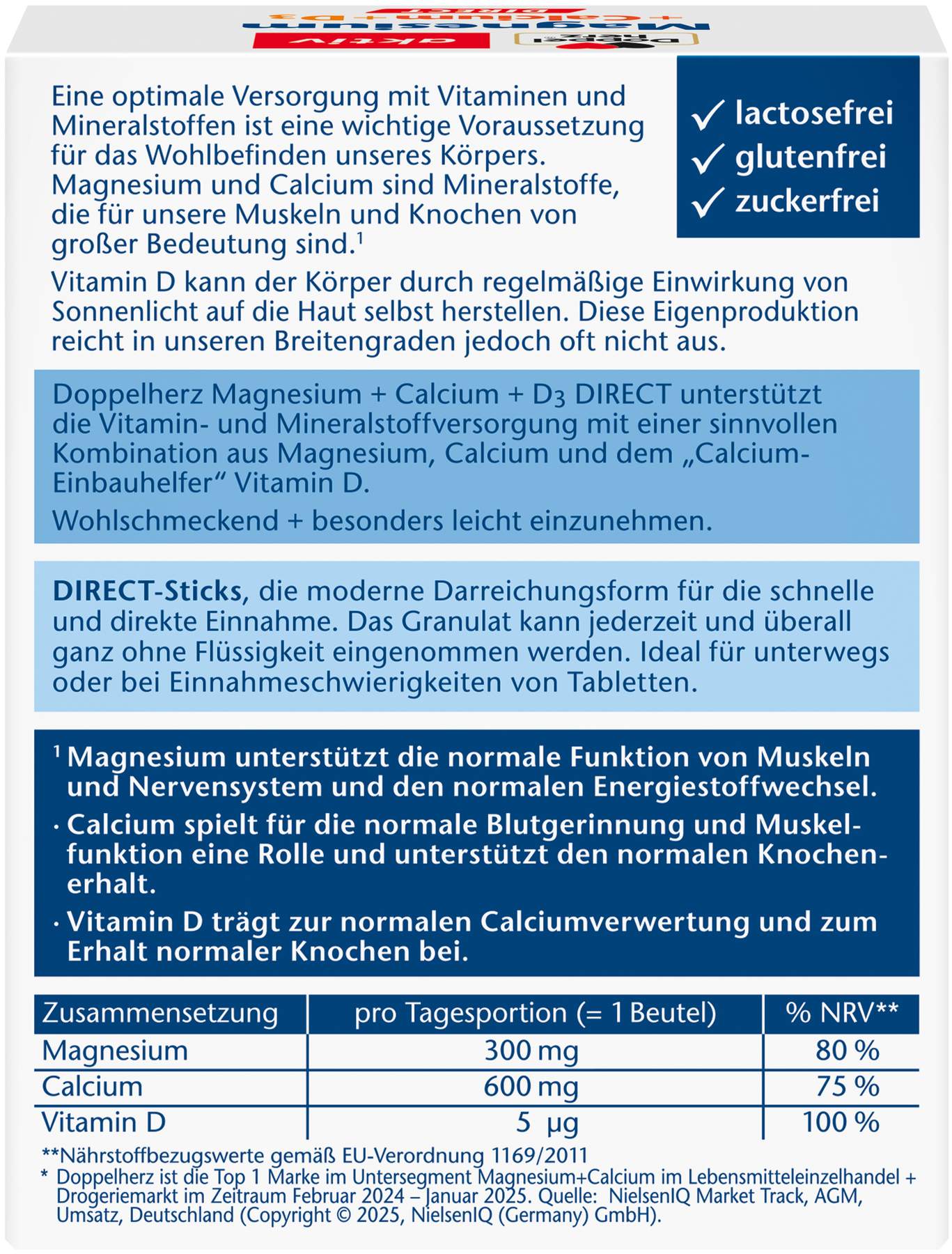 Doppelherz aktiv Magnesium + Calcium + D3 DIRECT Pellets 20 Stück
