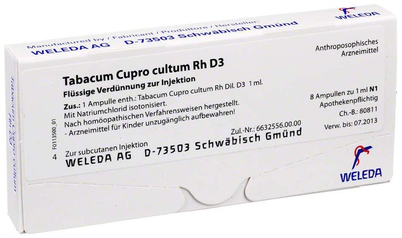 Weleda Tabacum Cupro Cultum Rh D3 8 X 1 ml Ampullen