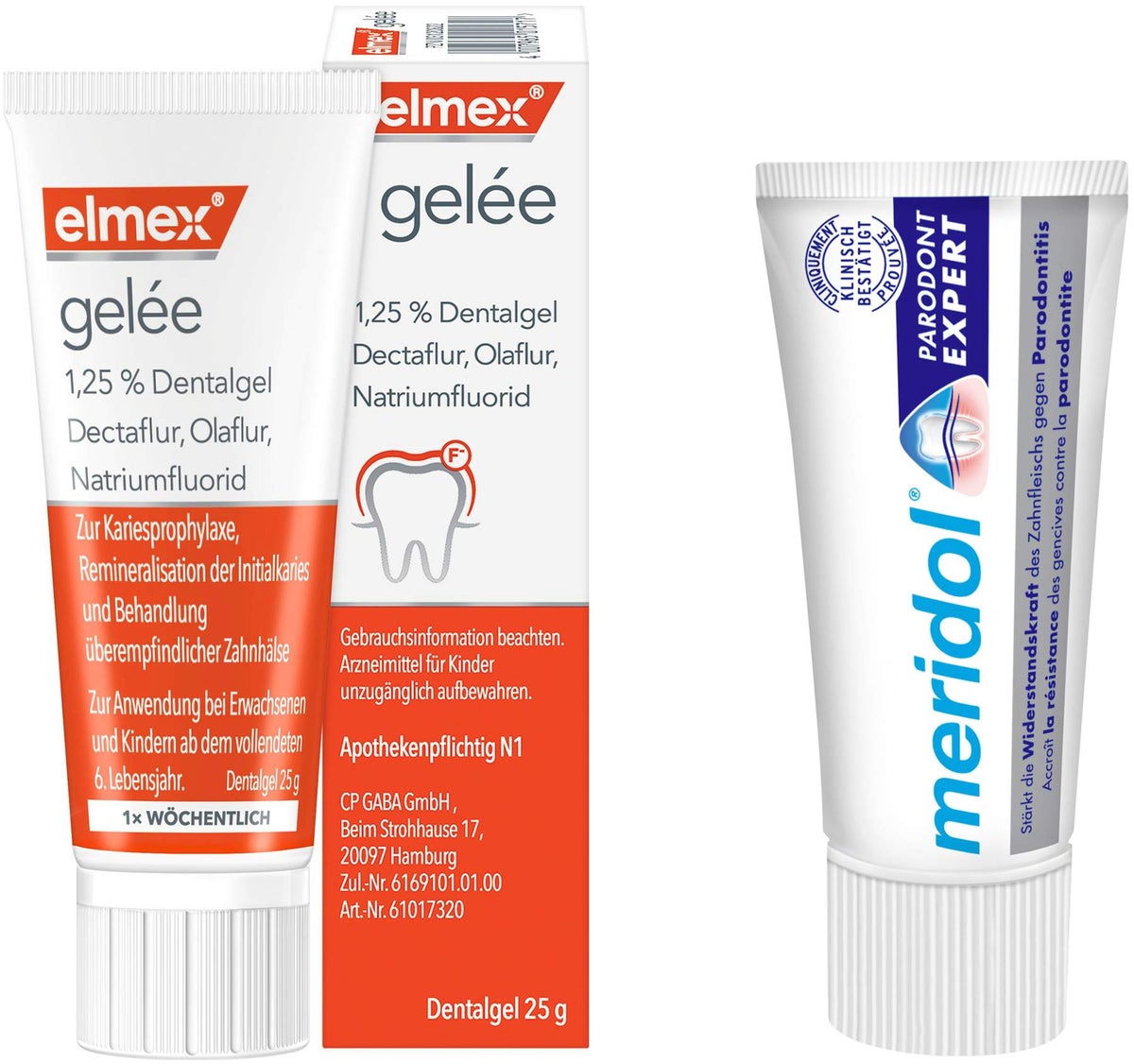 Elmex Gelee 25 g + gratis Meridol Paradont Expert Zahnpasta 20 ml