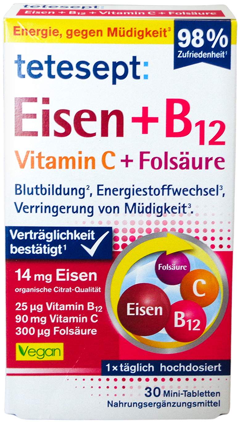 Tetesept Eisen+b12 Vitamin C+folsäure Filmtabl.