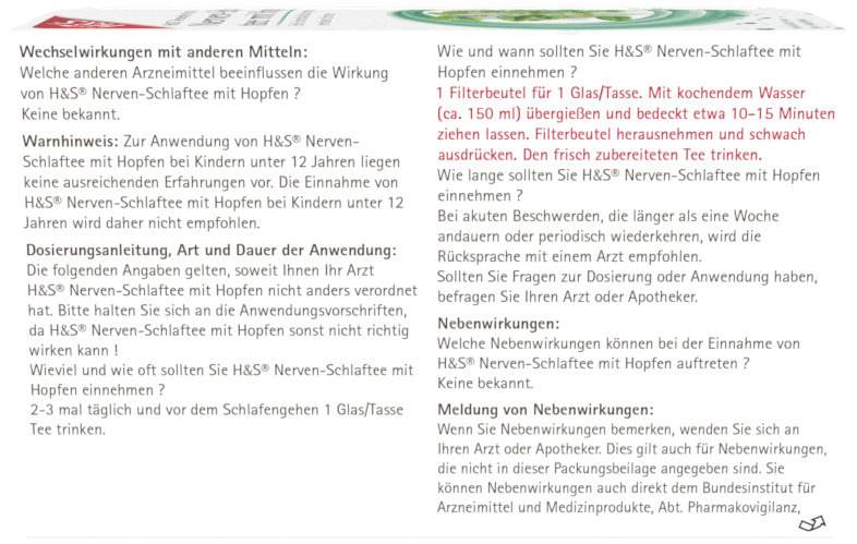 H&S Nerven - und Schlaftee Mit Hopfen 20 Beutel
