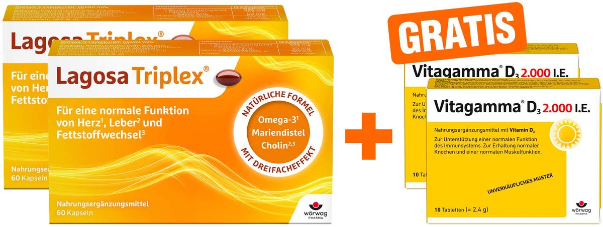 Lagosa Triplex 2 x 60 Weichkapseln + gratis Vitagamma D3 2.000 I.E. 2 x 10 Tabletten