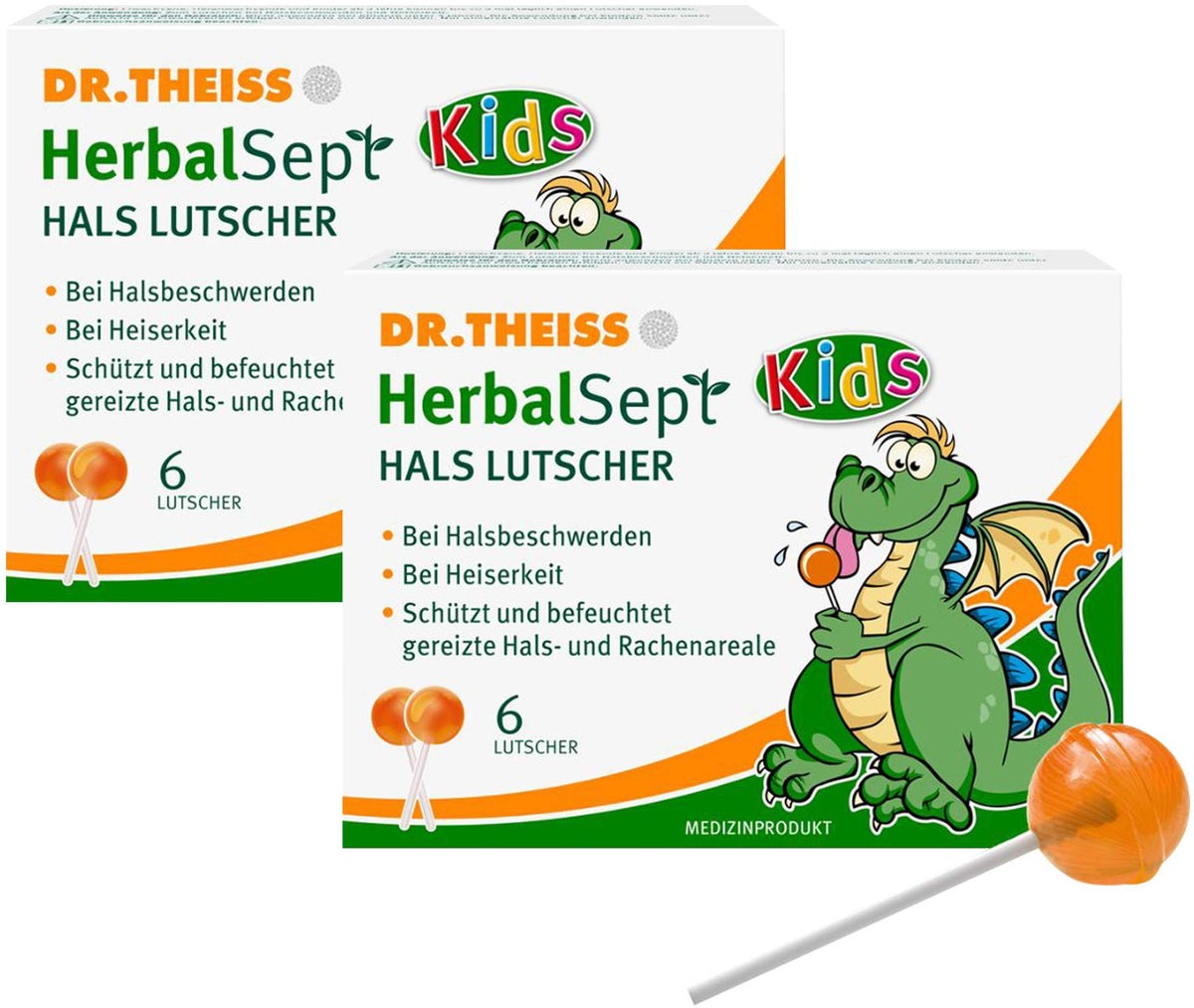 Dr.Theiss HerbalSept Hals Lutscher Orange 2 x 6 Stück