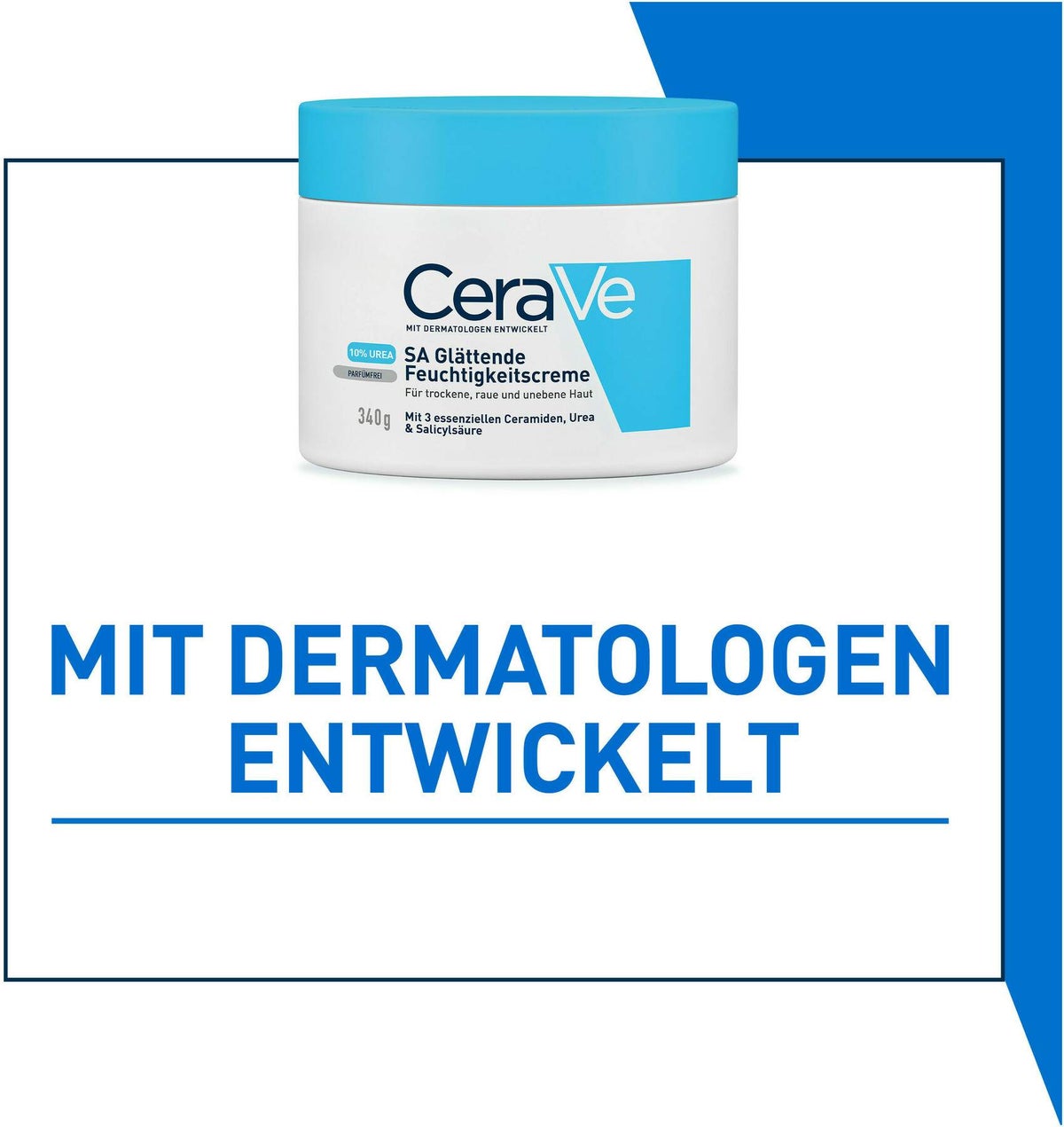 CeraVe SA Urea Glättende Feuchtigkeitscreme 340 g + gratis Feuchtigkeitsspendende Reinigungslotion 20 ml