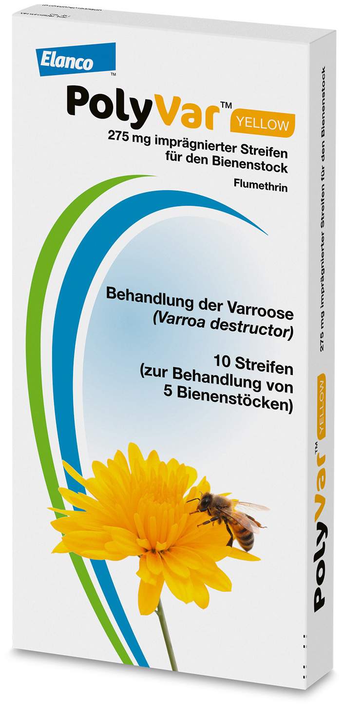Polyvar Yellow 275 mg imprägnierter Streifen für den Bienenstock 10 Streifen