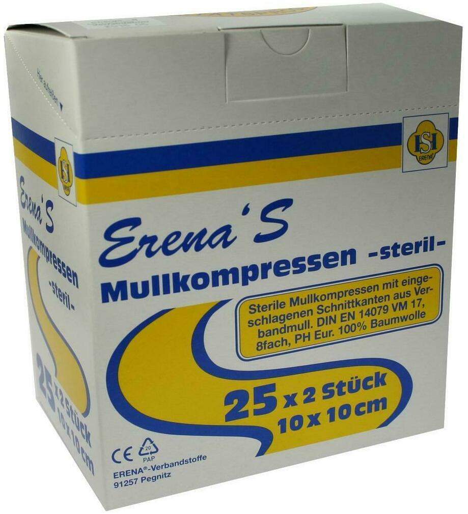 Erena Steril Mullkompresse 10 X 10 cm 8-Fach 25 X 2 Kompressen