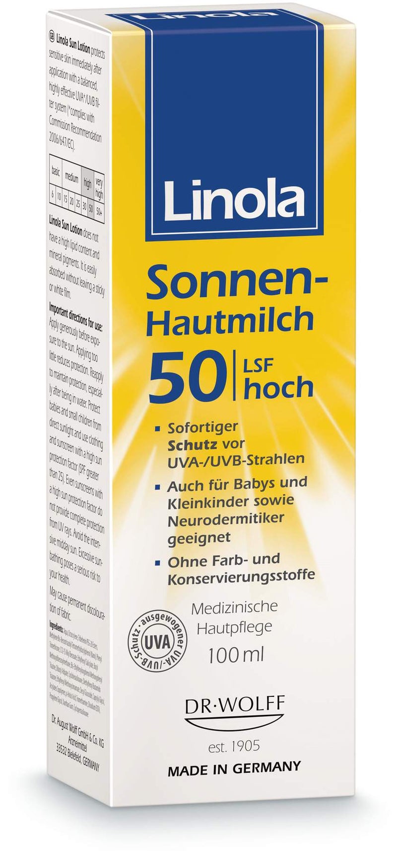 Linola Sonnen-Hautmilch Lsf 50 100 ml Lotion